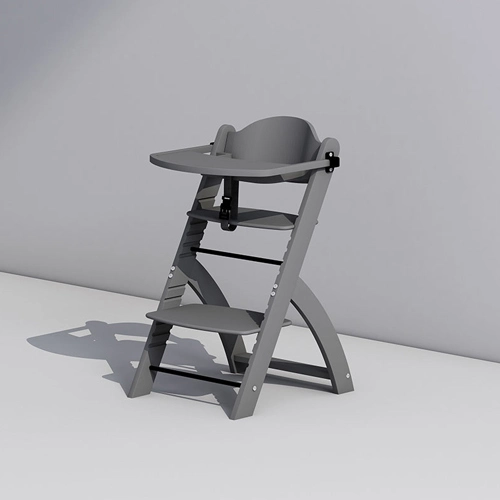 Beech Wood Baby High Chair with Tray and Adjustable Height