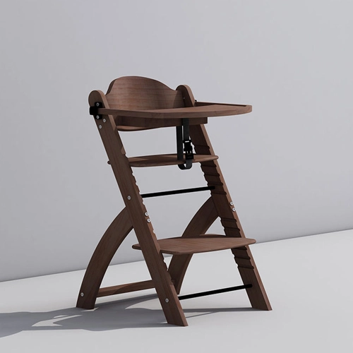 Beech Wood Baby High Chair with Tray and Adjustable Height