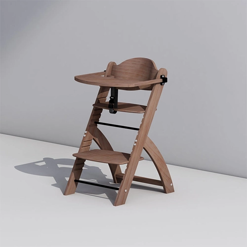 Beech Wood Baby High Chair with Tray and Adjustable Height