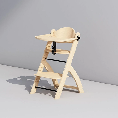 Beech Wood Baby High Chair with Tray and Adjustable Height