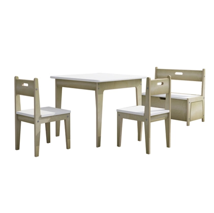 Baltic Birch Plywood Kids Seating Group with Storage Bench