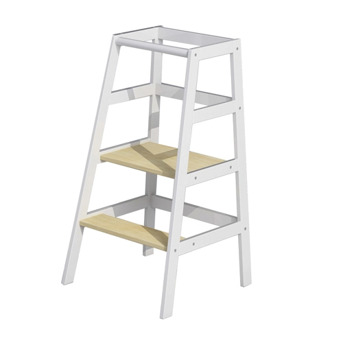 Simple and Stable Kids Learning Tower of Pine Wood