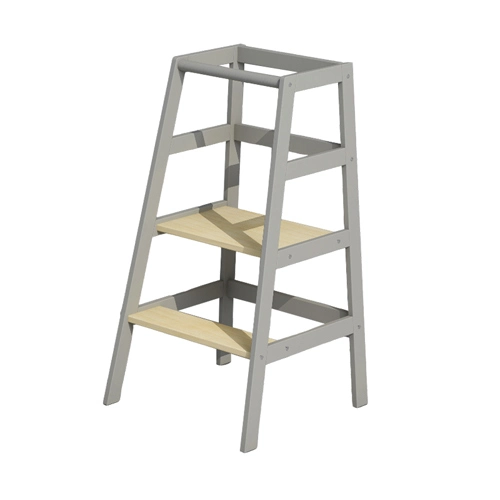 Simple and Stable Kids Learning Tower of Pine Wood