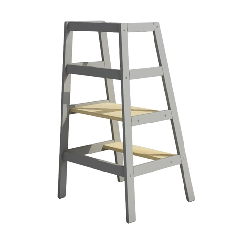 Simple and Stable Kids Learning Tower of Pine Wood