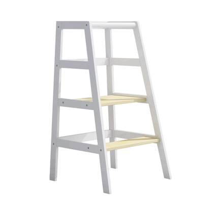 Simple and Stable Kids Learning Tower of Pine Wood