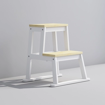 Solid Pine Wood Children Step Stool for Kitchen and Bathroom