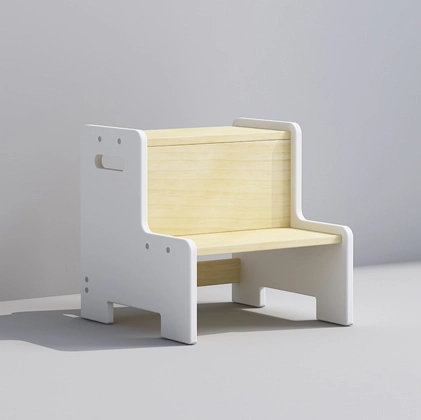 Toddler Step Stool of Solid Pine for Kitchen and Bathroom