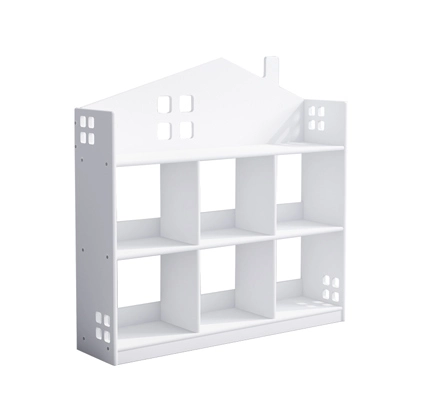 Wooden Kids Shelf of House Style for Toys and Books
