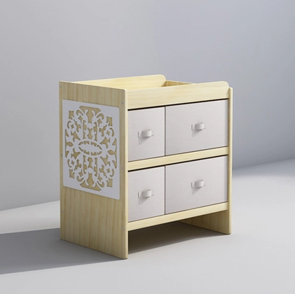 Nursery Change Table with Storage Boxes and Floral Designs