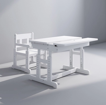 Adjustable Kids Desk and Chair Made of Solid Beech Wood