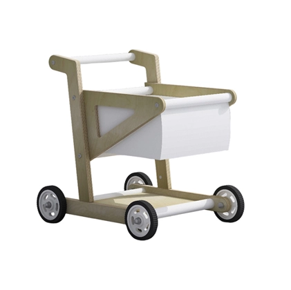 Child Toy Cart and Trolley with Wooden Shelf and Fabric Bag