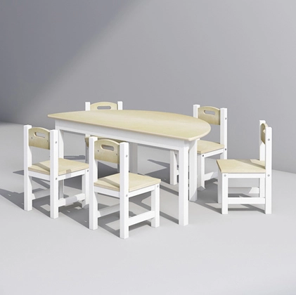 Semi-Circle Table with 5 Chairs for Kindergarten Use