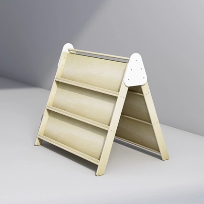 Double-Sided Kid Bookshelf with Teepee Function for Preschool